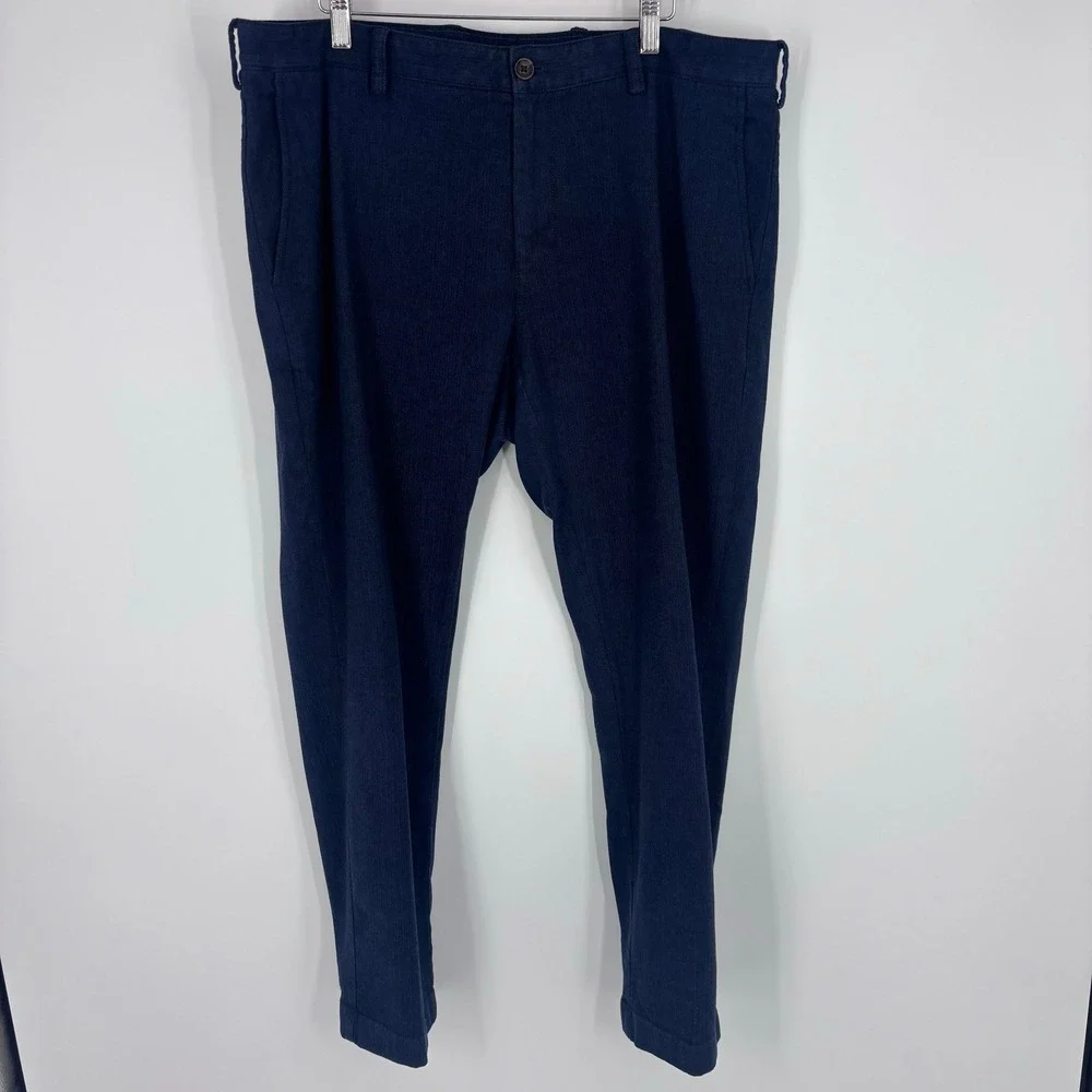 Brooks Brothers Herringbone Chino Pants Men 38x29 (Tag 38x30) Navy Blue Trousers
